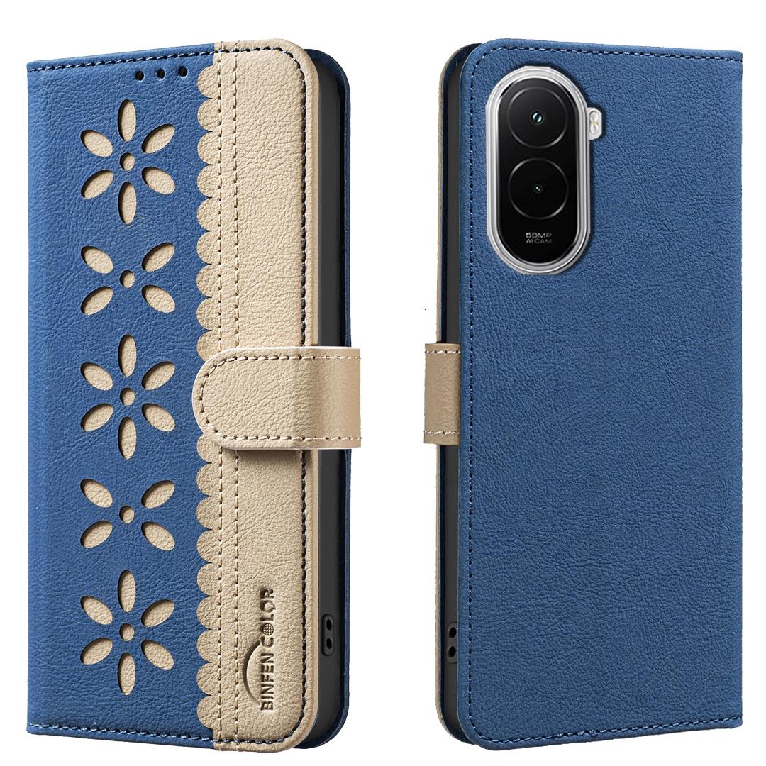 

Для Xiaomi Poco M7 4G (169мм) Шкіряний чохол BINFEN COLOR BF36 з квітковим візерунком, чохол для телефону, гаманець з RFID-блокуванням, підставка