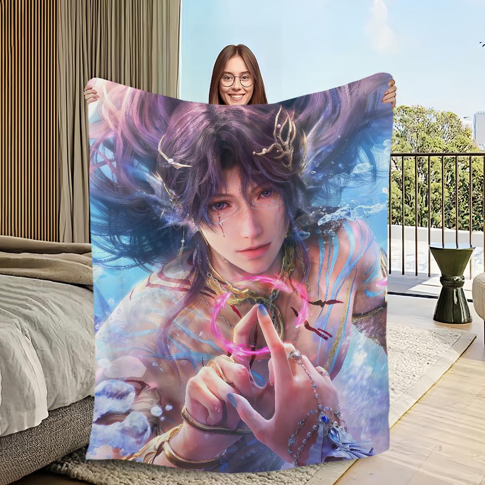 Love and Deepspace Rafayel Submerged Eclipse Merling Oath warm soft plush blanket for sofa living room bedroom travel Flannel