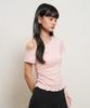 GENERALIDEA Mesh-Trimmed One-Shoulder T-Shirt [Pink] / Gf2Lts526