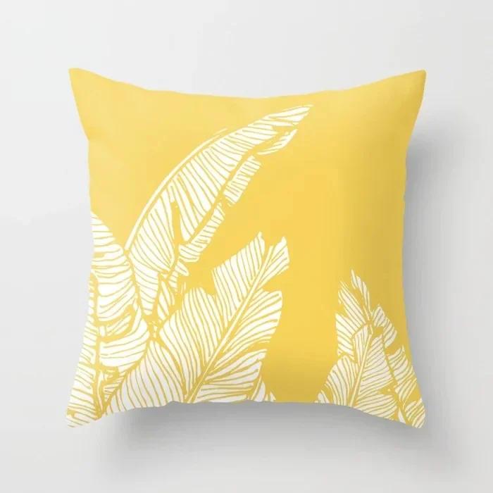 Yellow Plant Flower Decorative Cushion Cover Polyester Throw Pillow Cover Pillowcase For Sofa Home Decor 45X45Cm Fundas De Cojin