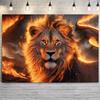 2D Burning Lion Tapestry King of the Jungle Aesthetic Wall Decor