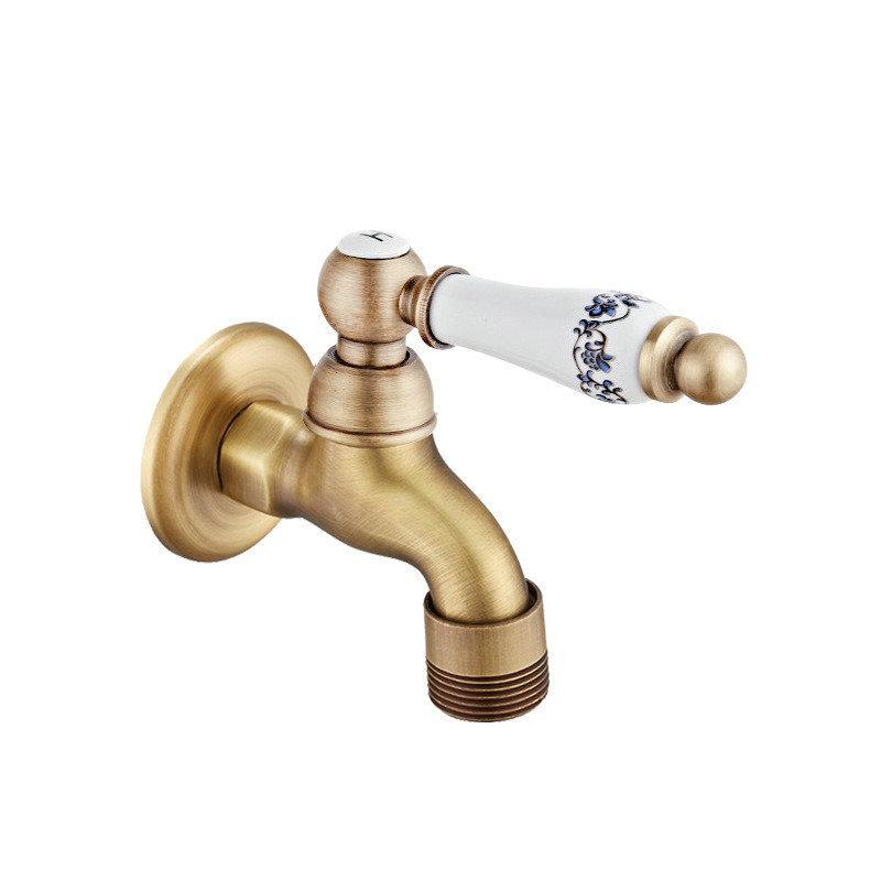 Grifo para Fregadero de Mopa de Estilo Europeo de Doble Uso con Rociador de Apertura Rápida - Agua Fría Única, Uno Entra Dos Salen