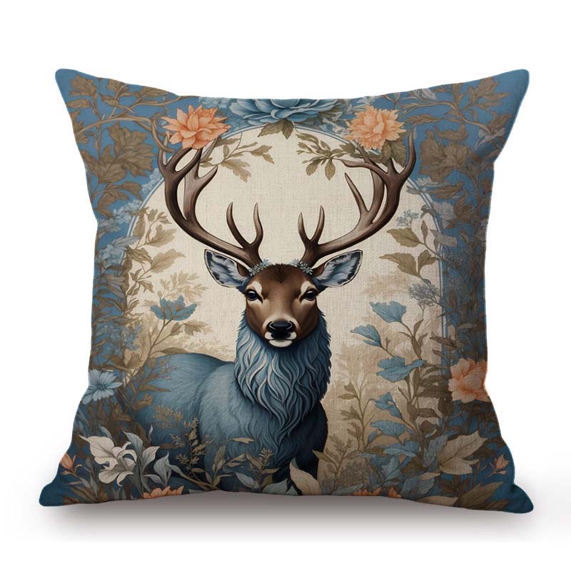 William Morris Flower Pattern Fox Rabbit Bird Deer Animal Home Decoration Art Cotton Linen Sofa Pillow Case Floral Cushion Cover