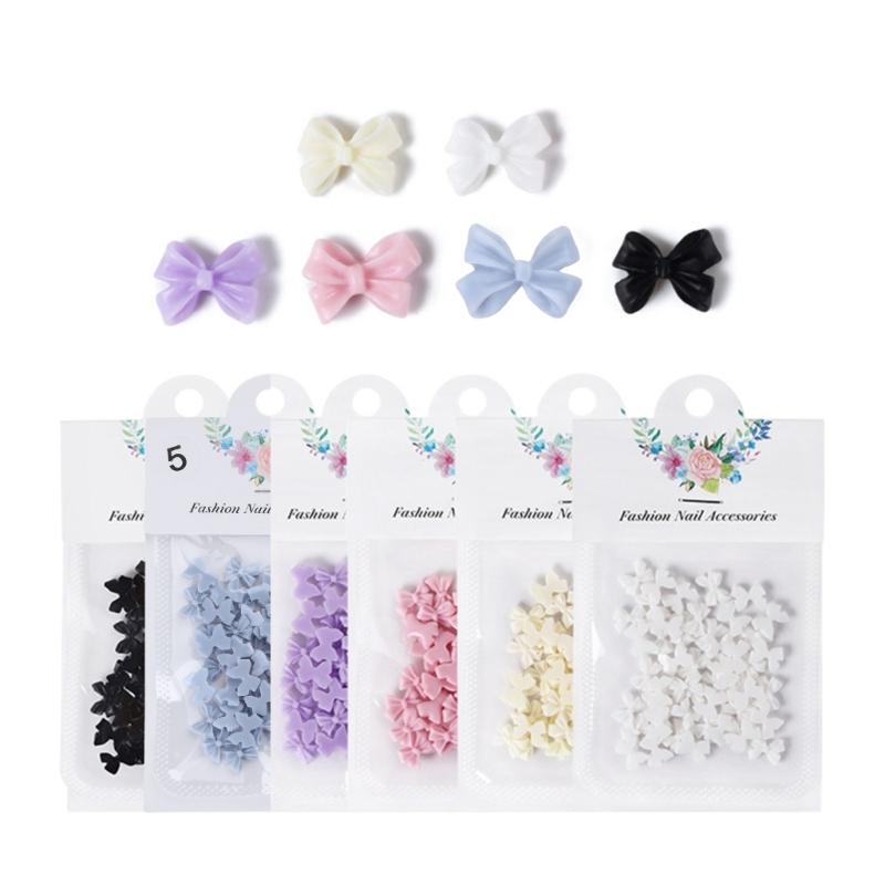 50pcs/set Bows Nail Charm Matte Bowknot Nail Charm Flatback Nail Charms Bows Nail Art Decoration DIY Bows Nails Jewelry