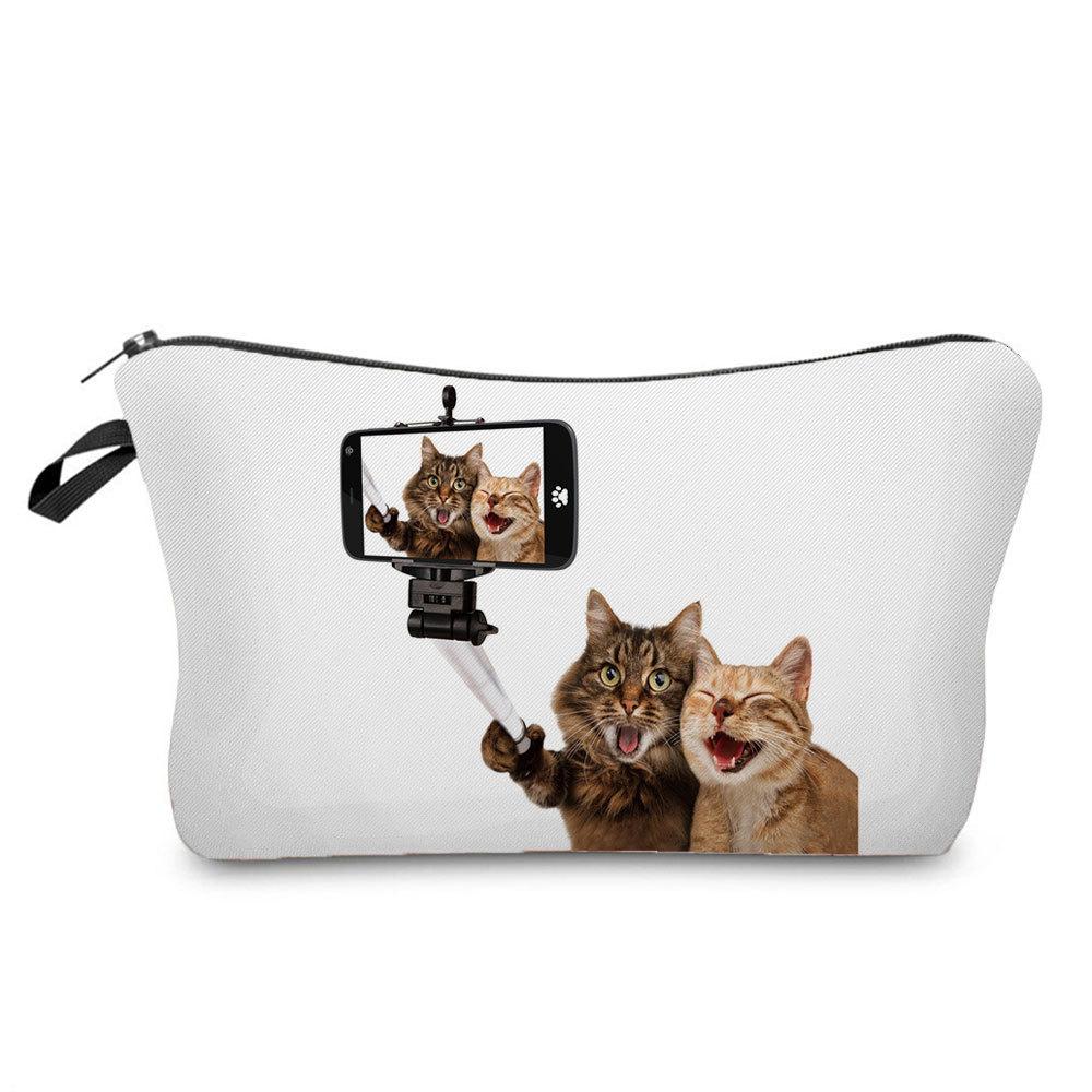 Women Cat Print Cosmetic Bag Toiletries Organize Travel Storage Case 6679