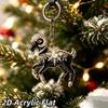 1Pcs 2D Goat Acrylic Pendants Cute Animal Hanging Ornament for Christmas Party Backpack Zipper Charm Accessory