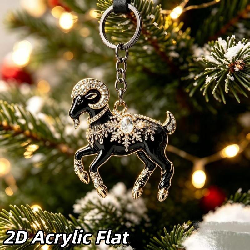 1Pcs 2D Goat Acrylic Pendants Cute Animal Hanging Ornament for Christmas Party Backpack Zipper Charm Accessory