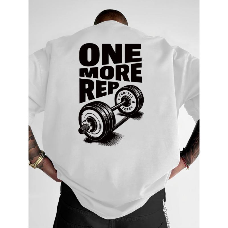 Men's T-Shirt Vintage Funny Gym Workout ONE MORE REP Weightlifting Women Streetwear Cotton Oversized Tees Short Sleeve Loose Top