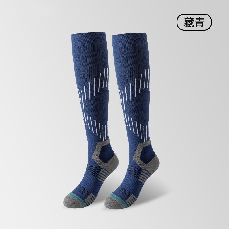 Men S Spring And Summer Long Tube Pressure Socks Professional Towel Bottom Thermal Sports Socks Football Socks темно-синий