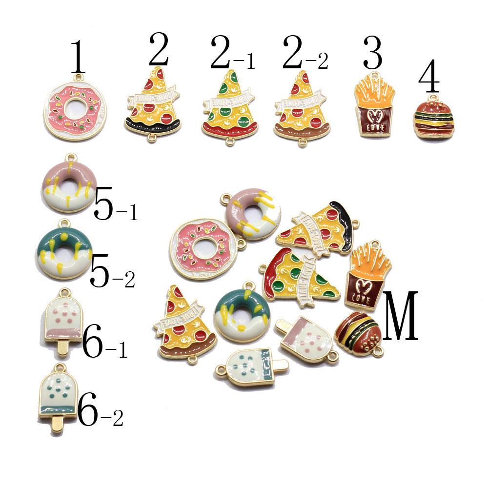 100x Gold Color Ture love Pizza Slice Enamel Charm Pendant Tiny Mini Food Charms Clip on Earrings for Bracelets Cute Gifts Kids