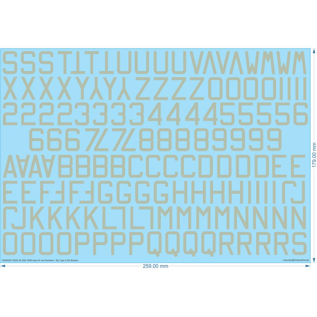 RAF WWII-style 24 Inch Numbers - 1/32 1/48 - Water Decal