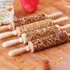 1 Pcs Wooden Sunflower Embossed Rolling Pin with Pattern for Kitchen Pastry Baking Tools Deep Engraving Cookies Stamp Tool