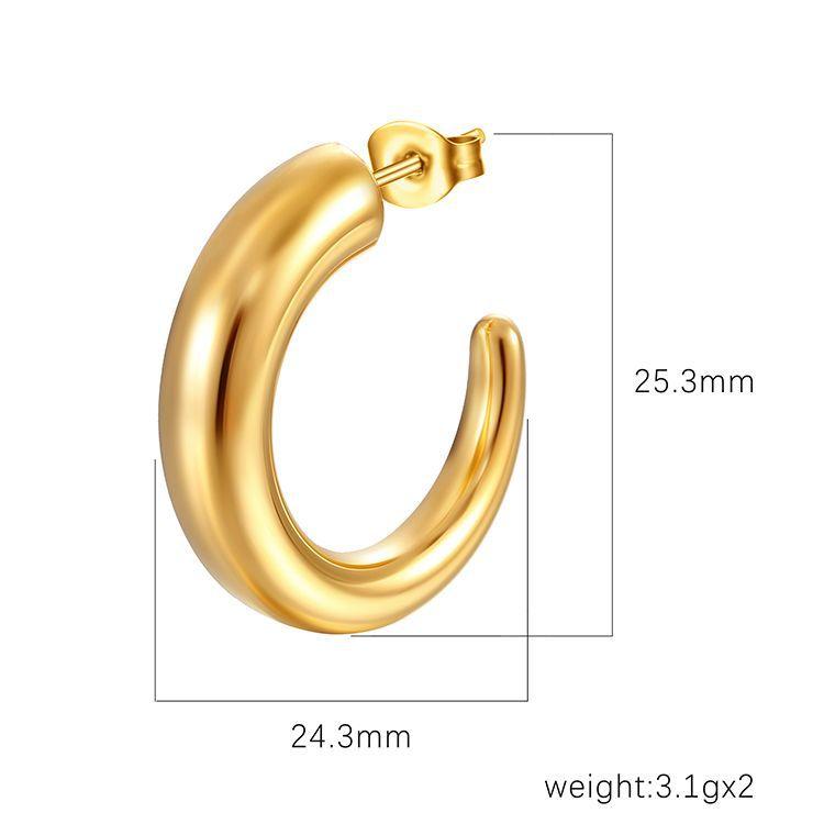 Französische Retro-Ohrringe aus rundem Edelstahl mit hohlen, schlichten Trendohrringen für Damen mit 18 Karat Gold überzogen