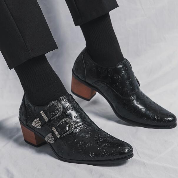

Модные новые мужские туфли, свадебные, модные, тонкие, с острым носком, на высоком каблуке, пуловеры, дышащие, повседневные, трендовые, для вечеринок, кожаные туфли D257 46 чёрный