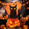 Men's Casual Corduroy Short Sleeve Lightweight Breathable Round Neck Shirt Halloween Print Design Suitable for Everyday Wear