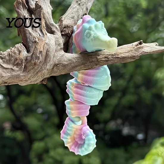 Artistic Seahorse Figurine 3D Printed Decoration, Articulated with Movable Joints, Joints Toy Gradient Sea Animal Fidget for Stress Relief Figure