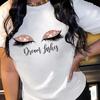 Dívčí potisk Tričko s kulatým výstřihem Krátký rukáv Ležérní top Letní tričko Trend Dámská trička Topy Oversized Venkovní svetr