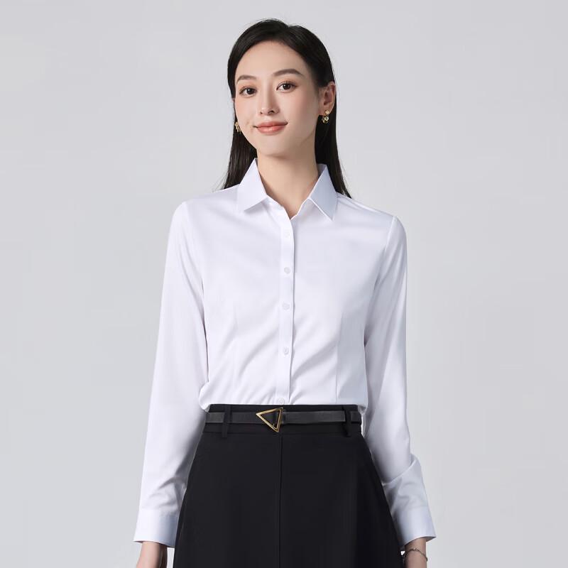 Teluoman Women's Long-Sleeve Non-Iron Business Shirt
