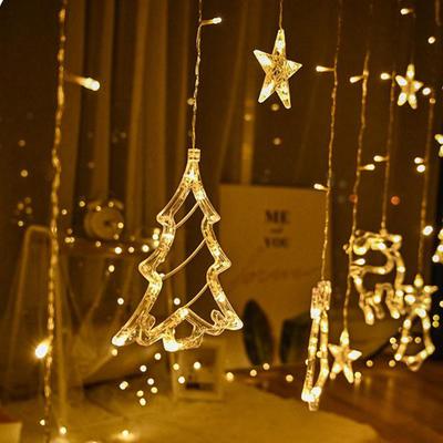 Árvore de Natal Cervo Sino Cordão de Luzes Decoração Guirlanda Cordão Luzes de Fada