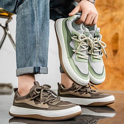 Modische Herren Plateau-Sneaker Herbst 2025 Neu Atmungsaktives Mesh Rutschfeste Weiche Sohle Laufschuhe Mode Vintage Kreuzgebunden Casual Flache Schuhe