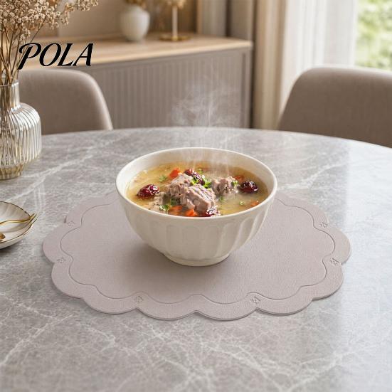 Easy Clean Table Mat 2PCS Leather Placemats, with Embossment Design, Waterproof No-Slip Heat Scratch Resistant Placemat Mats, Flexible Foldable
