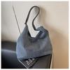 IELGY Large-Capacity Bag Female 2024 New Style Commuter Canvas Denim Tote Bag College Student Class Bag Armpit Order S