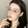 Fashion Exquisite Cat Eye Glasses Rimless Computer Glasses Girl Blue Light Blocking Optical Glasses Frameless Eyewear Decoration