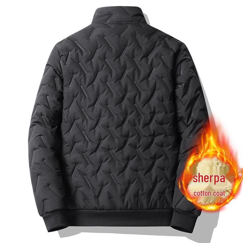 2024 Lammwolljacke für Männer mittleren Alters und ältere Herren, Verdickte Außenbekleidung mit Samt für Herbst/Winter