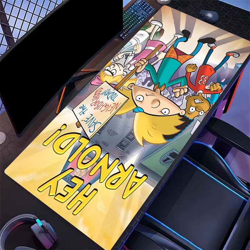 Hey Arnold! Mouse Pad, Large Gaming Desk Mat, Non-slip XXL Mousepad for Laptop & Tablet, Mini PC Playmat with Stitched Edges