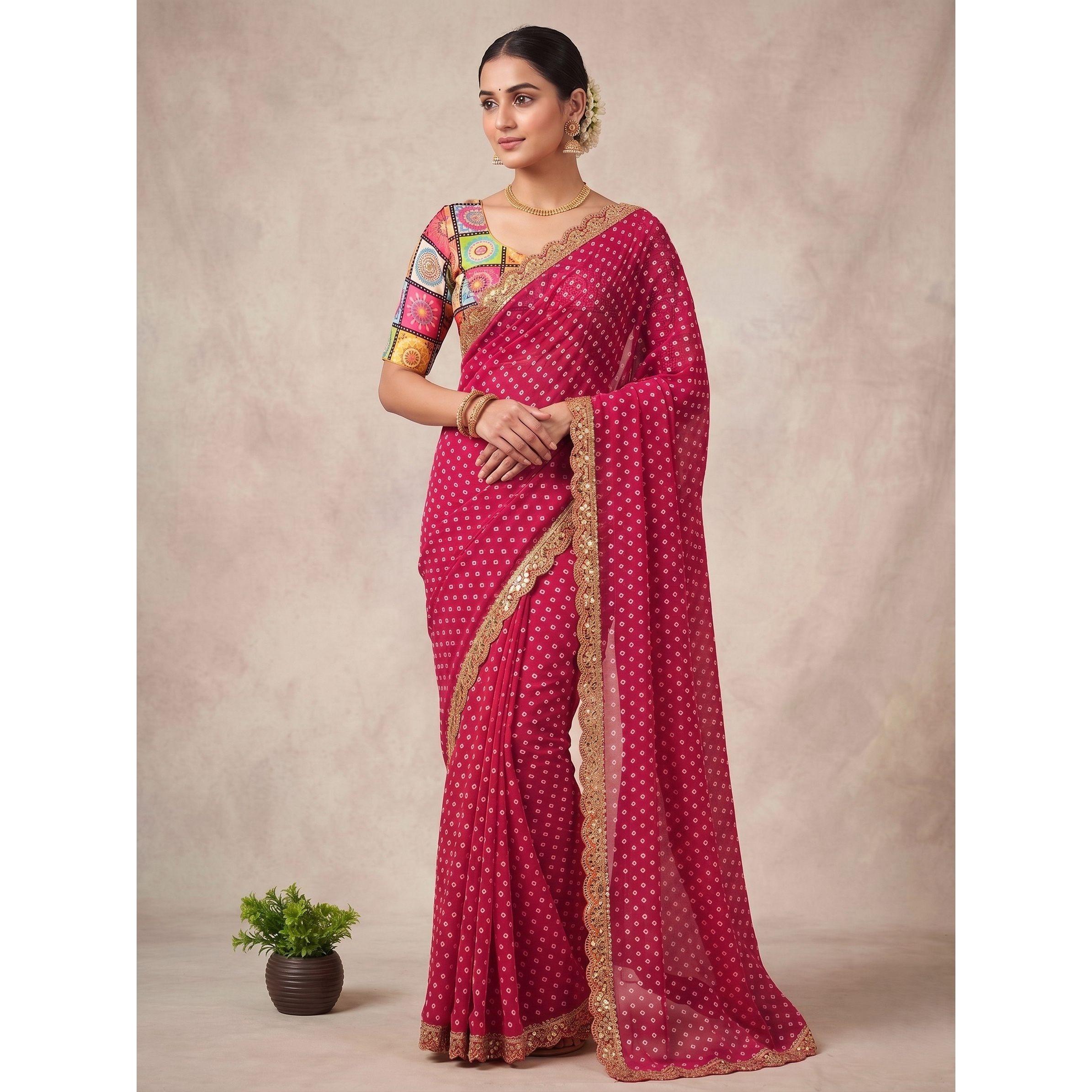 Elegant Soft Georgette Silk Embroidery Saree with Sequins Work