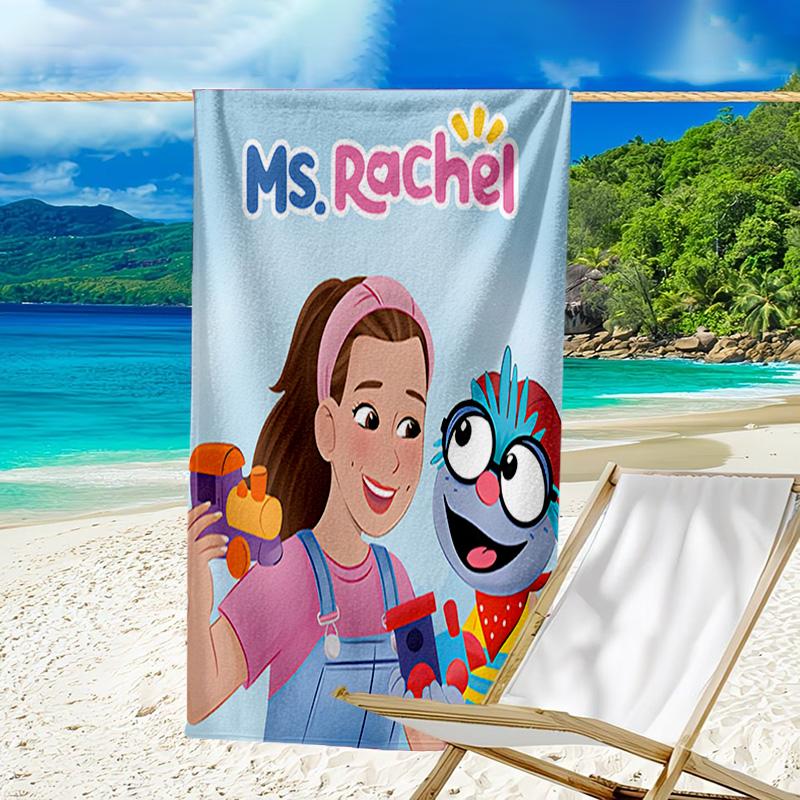 1pc Ms Rachel3 Beach Towel, Beach and Seaside Swimming Pool Equipment, Fashion Pattern, Rectangular, Travel Essentials