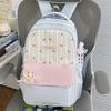 Schoolbag Fresh Striped Bow Backpack Middle School Student Class School Bag Women's Large Capacity Versatile Commuter Backpack