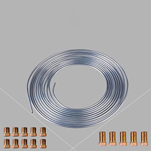 POPETPOP Brake Pipe, Zinc Pipe, Soft Pipe, 3/16" ID, 762cm Length, Tube Kit, 30 Pieces (Set of 2), Silver/Golden, 762x0.47cm