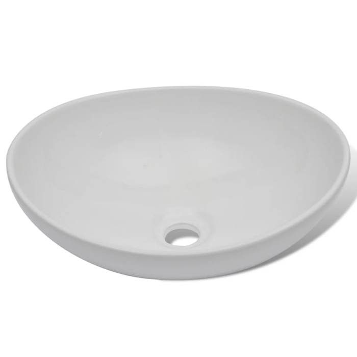 VidaXL Lavabo Salle de Bain Mitigeur Céramique Ovale Vasque Robinet Toilette 275497