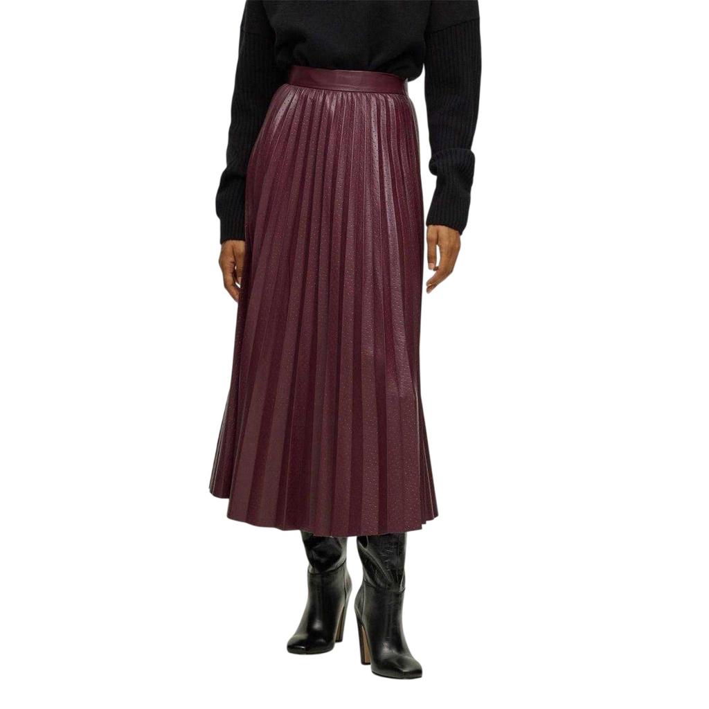 BOSS Womens/Ladies Veplika Faux Leather Pleated Midi Skirt