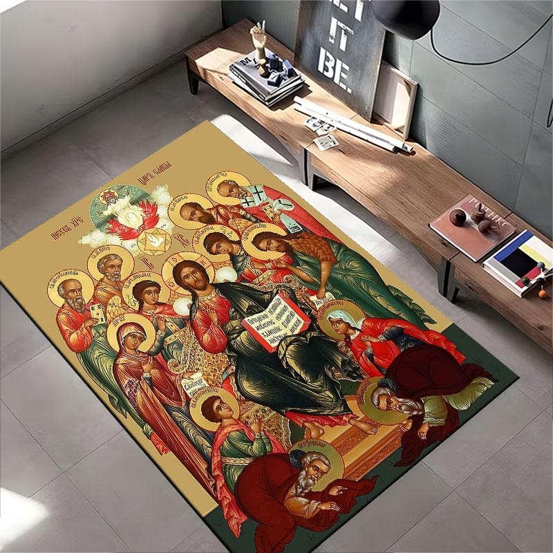 "Orthodox Religious Icon Print" suitable as a non-slip mat for the living room or bedroom sofa
