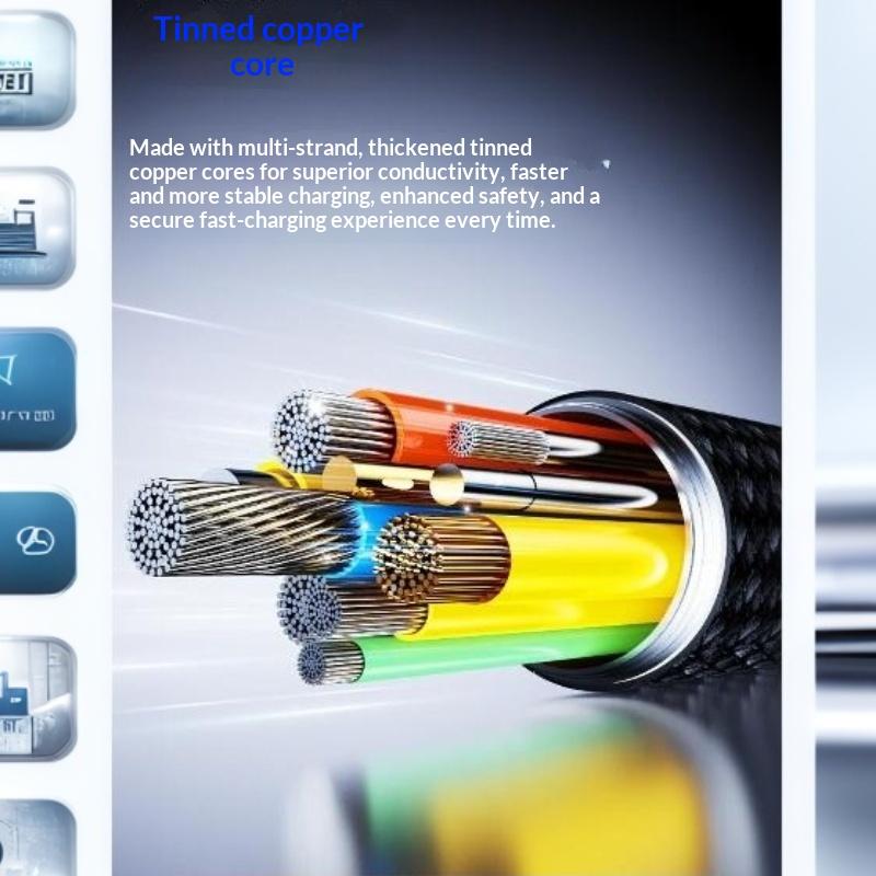 65W Type C Fast Charging Cable 1.5M USB A/C to Type C Data Wire with 3 Fold Holder for Phone Laptop Travel Use