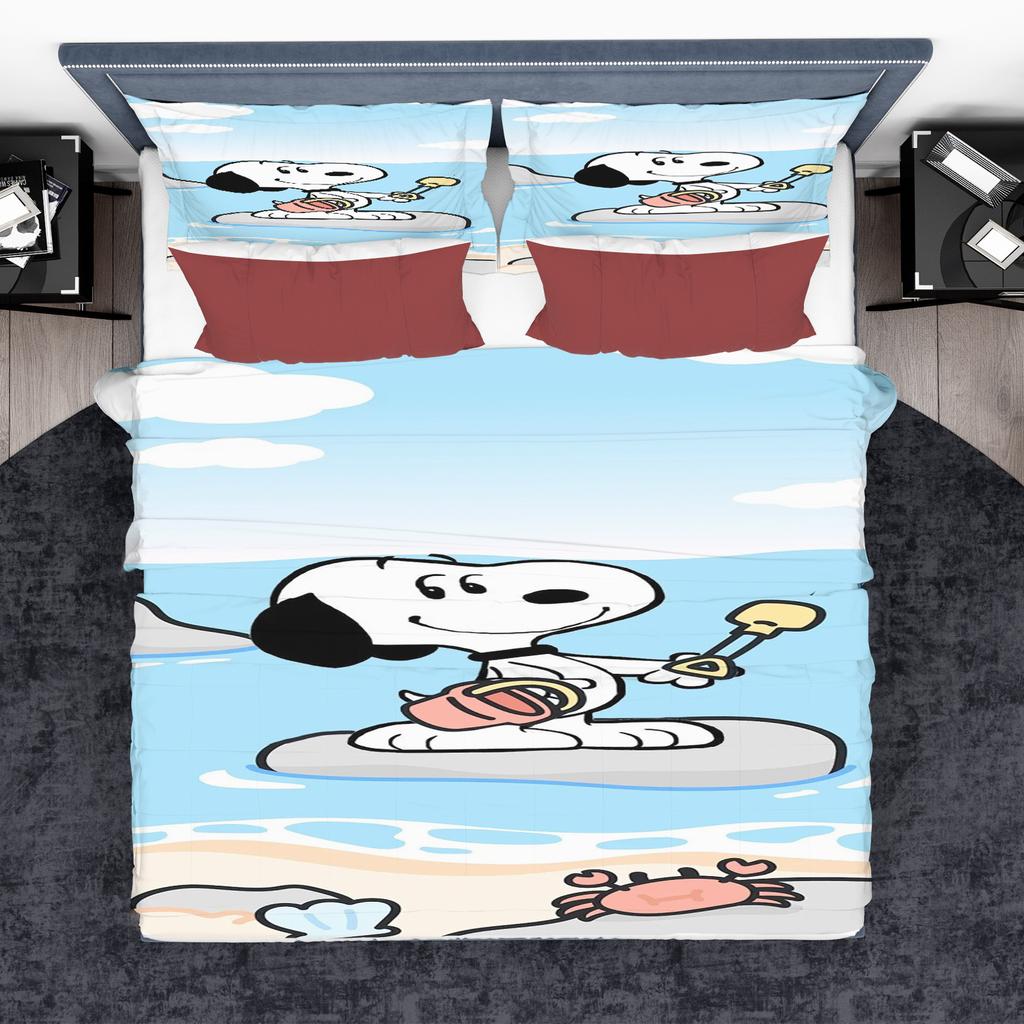 Snoopy Duvet Cover Set Comforter Bedding 3d Children'S Bedding Set 3-Piece 1 Quilt Cover King Size