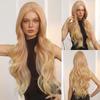 13*6 Lace Front Perücken Hellgoldblond Ombre Synthetische Lange Wellige Perücken für Frauen Täglich Cosplay Hohe Dichte Haar