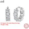 Effie Queen Echte 925 Silber 8A Eckiger Zirkonia Creolen Luxus Schmuck für Damen Hochzeitsfeier Ohr Accessoire Geschenk LZE15