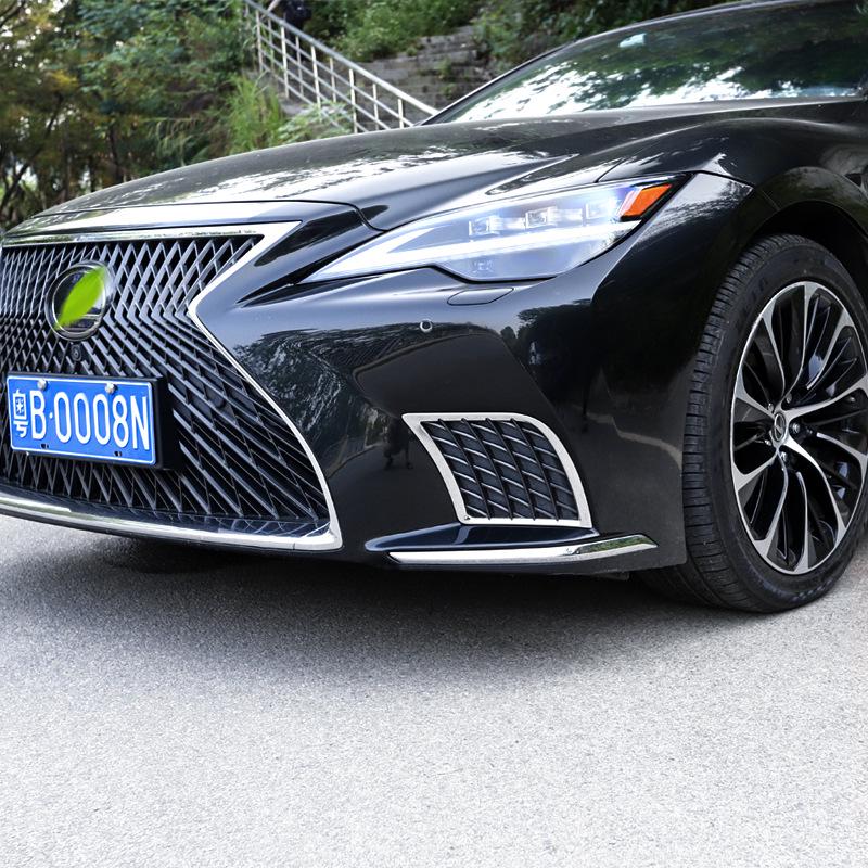 Compatible with 2021-2025 Lexus LS500h: Front Bumper Grille, Side Trim, and Fog Light Trim Modification Kit.