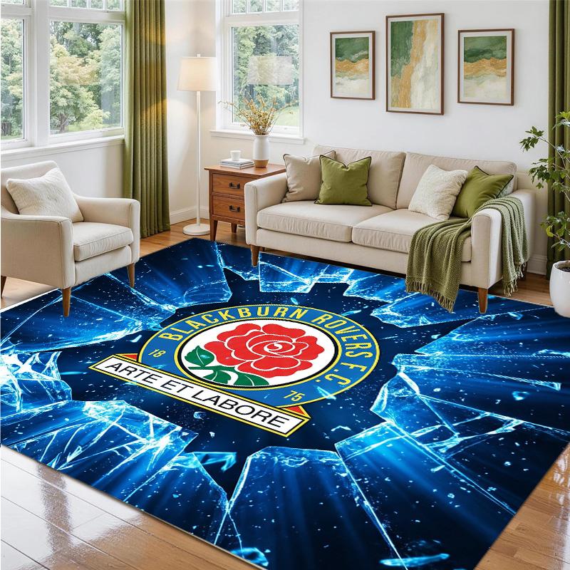 Blackburn Rovers Football Design Crystal Velvet Rug Soft Decorative Mat for Bedroom Entrance