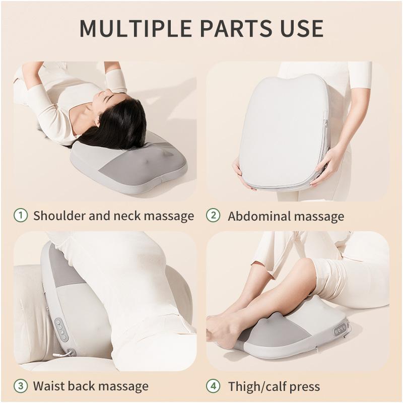 Electric Back Waist Massager with Heat 4 Large Massage Area for Neck Shoulder Shiatsu Kneading Rechargeable Cordless Portable