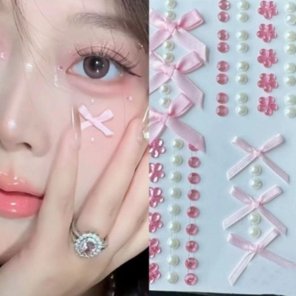 Fashon Butterfly Face Stickers Pearl Temporary Tattoo For Festival Waterproof Stickers Glitter R3E7
