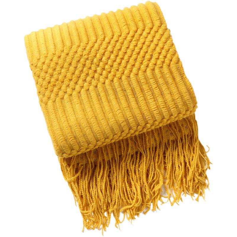 

Sofa throw blanket, hotel air conditioning blanket, solid color knitted blanket, homestay bed end decorative blanket, versatile bed cover with 127*152+10CM Required жёлтый