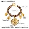 Statement Scarf Necklace Matching Bracelet 18k Gold Plated Stainless Steel Heart Charm Neckalces Bracelets Jewelry Set for Women
