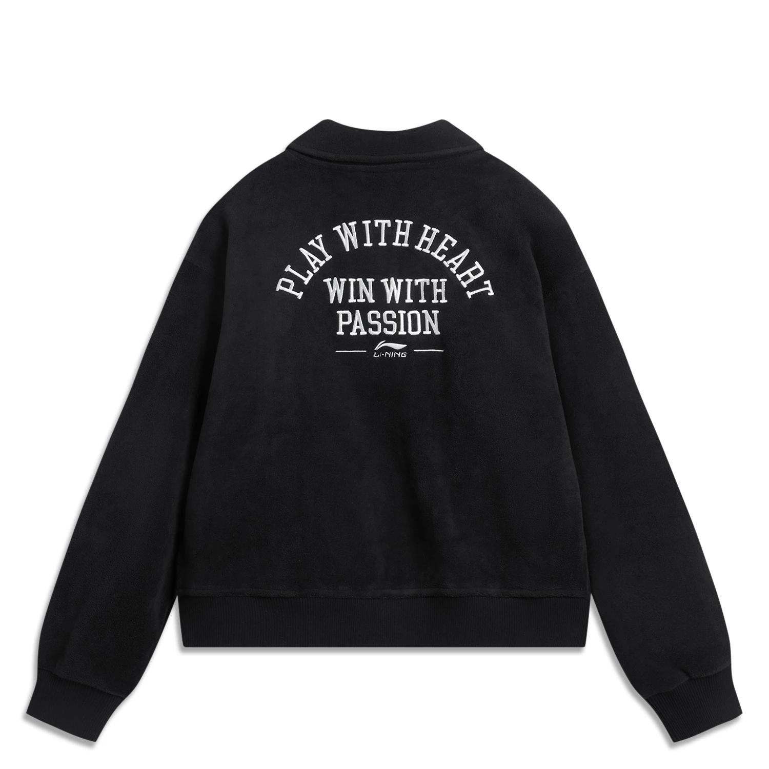 

Li Ning Sports Trend Series Comfortable Breathable Fleece Warm Loose Jacket Women jackets Black AFDU598-2 S