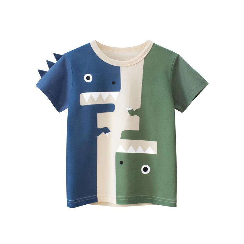 27kids Summer 2025 Korean Style Dinosaur T-Shirt for Children