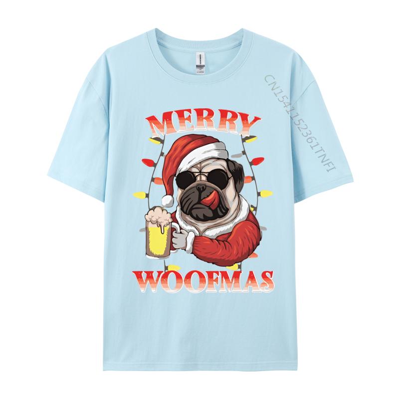 Merry Woofmas Christmas Funny Dog Santa Tshirt Printed T Shirts Unisex Tshirts Unisex Distinctive Design Tops Designer T Shirt