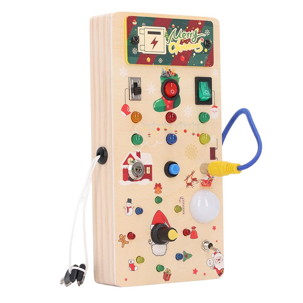 Lights Switch Board Toy Wooden Puzzle Early Education Fine Motor Skill LED Light Switch Board Toy
